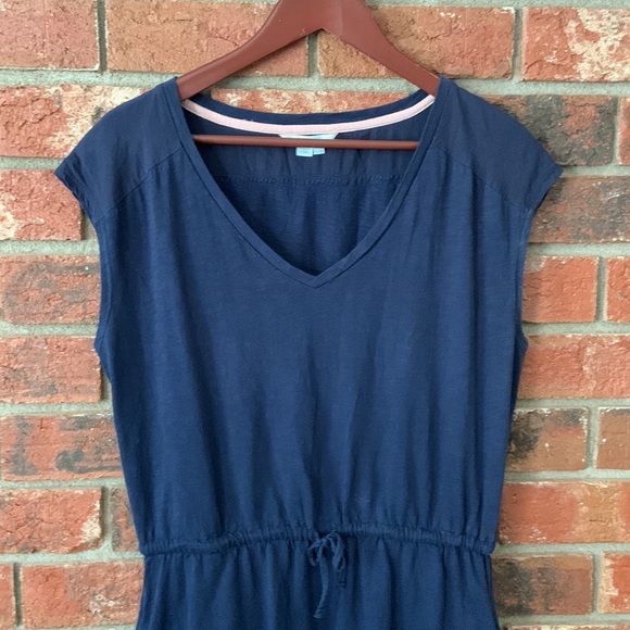 Boden Mya Navy Cotton V neck Casual Dress - Picture 4 of 8